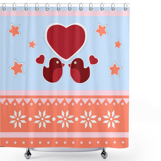 Personality  Vector Greeting Card For Valentine's Day With Birds. Shower Curtains