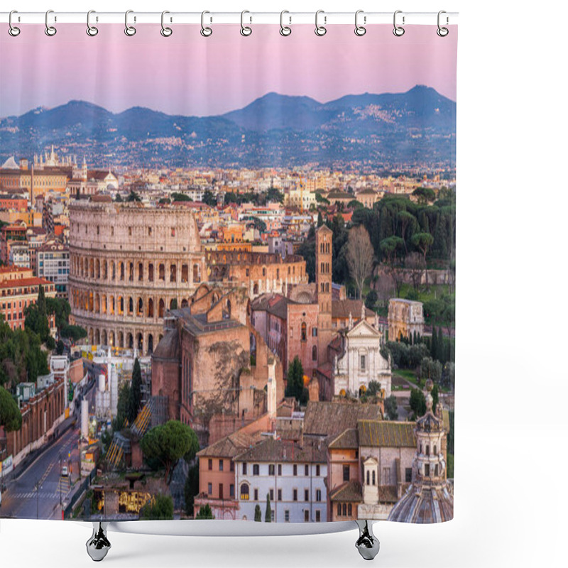 Personality  Rome, Italy Overlooking The Roman Forum And Colosseum At Dusk. Shower Curtains