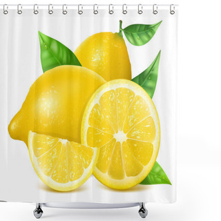 Personality  Fresh Lemons With Leaves. Shower Curtains