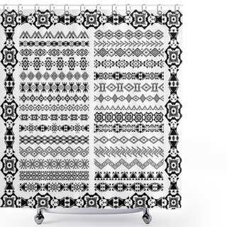 Personality  Set Of Borders In Ethnic Tribal Style. 30 Pattern Brushes Inside Shower Curtains