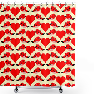 Personality  Vector Background With Bird In Love. Shower Curtains