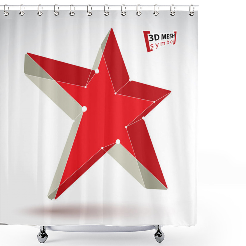 Personality  3d Mesh Soviet Red Star Sign Isolated On White Background, Color Shower Curtains