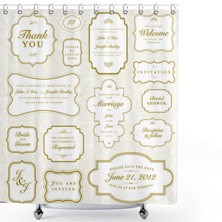 Personality  Vector Vintage Gold Frame Set Shower Curtains