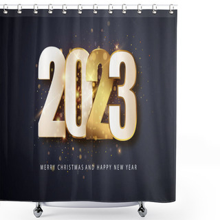 Personality  Happy New Year 2023 Holiday Greeting Card Design Template W. Vector Illustration. Winter Holiday Banner Concept. Shower Curtains