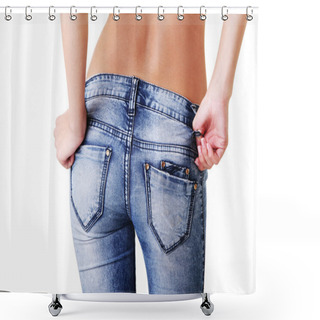Personality  Fit Female Butt In Jeans Shower Curtains