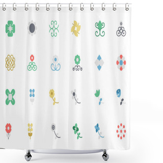 Personality  Flowers And Floral Colored Vector Icons 5 Shower Curtains