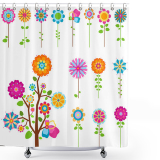 Personality  Retro Flowers Set Shower Curtains