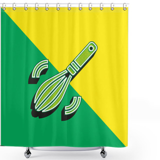 Personality  Beater Green And Yellow Modern 3d Vector Icon Logo Shower Curtains