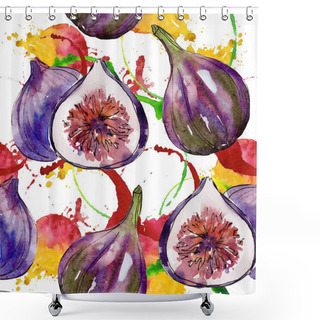 Personality  Exotic Figs Wild Fruit In A Watercolor Style Pattern. Shower Curtains