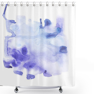 Personality  Abstract Painting With Blue Watercolor Paint Blots And Strokes On White  Shower Curtains