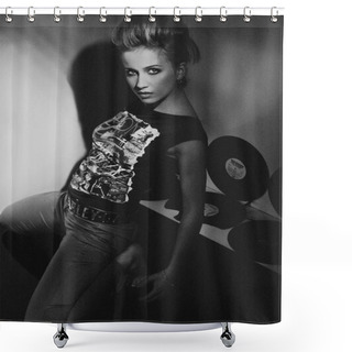Personality  Mad Rock-n-roll Girl Shower Curtains