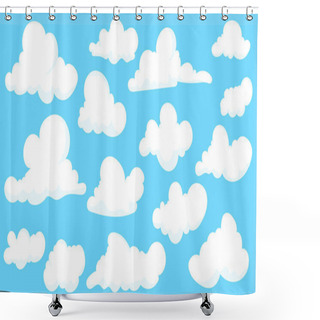 Personality  Clouds Hand Draw Set Vector On Blue Background  , Vector Illustration EPS 10 Shower Curtains