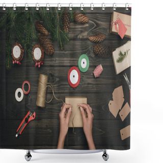 Personality  Woman Decorating Christmas Gift Shower Curtains