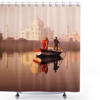 Personality  Indian Man And Woman On Boat Shower Curtains