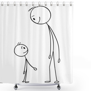 Personality  Cartoon Of Man And Boy Or Father And Son Shower Curtains