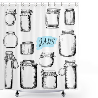 Personality  Jars. Set Of Illustrations Shower Curtains