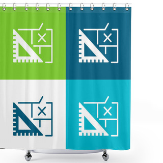 Personality  Blueprint Flat Four Color Minimal Icon Set Shower Curtains