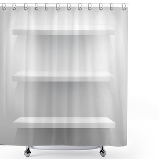 Personality  Empty White Shelf For Exhibit With Light. + EPS10 Shower Curtains
