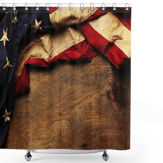 Personality  Old American Flag Background For Memorial Day Or 4th Of July Shower Curtains