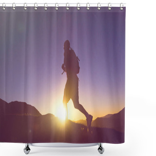 Personality  Man Jogging In Mountains Shower Curtains