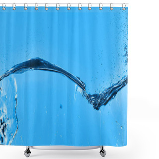 Personality  Wavy Transparent Water On Blue Background With Droplets And Splash Shower Curtains