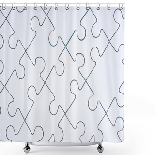 Personality  Full Frame Of Arranged White Puzzles Background Shower Curtains