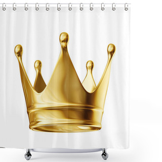 Personality  Golden Crown Isolated On A White Background. 3d Illustration Shower Curtains