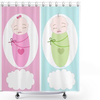 Personality  Sleeping Baby, Boy, Girl Vector Greeting Card Shower Curtains