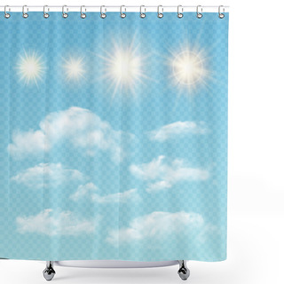 Personality  Sky Creator. Set Realistic Clouds And Sun. Vector Illustration Shower Curtains