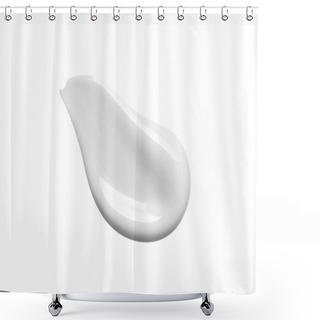 Personality  White Cosmetic Cream Swipe Isolated On White Background. Makeup Foundation Smudge. BB, CC, DD Cream Texture Shower Curtains