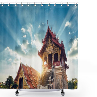Personality  Buddhist Temple At Amazing Sunset Shower Curtains