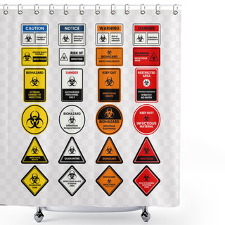 Personality  Infectius Bio Hazard Symbols And Sign Collection Design Vector Illustration Shower Curtains