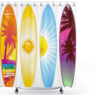 Personality  Tropical Surfboard Shower Curtains