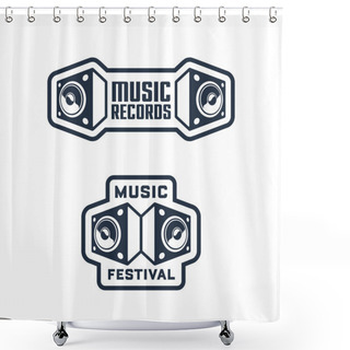 Personality  Set Of Musical Badge Designs Shower Curtains