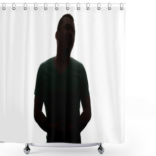 Personality  Silhouette Man Is In Pain On White Background Shower Curtains