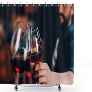 Personality  Friends Drinking Red Wine Shower Curtains