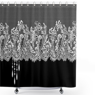Personality  Black Lace Border Shower Curtains