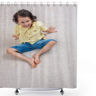 Personality  Portrait Of A Cute Happy Smiling Boy In Good Mood Shower Curtains