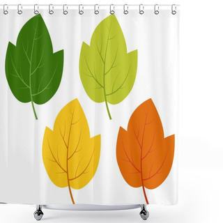 Personality  Set Of Green, Yellow And Red Leaves Isolated On White Background. Shower Curtains