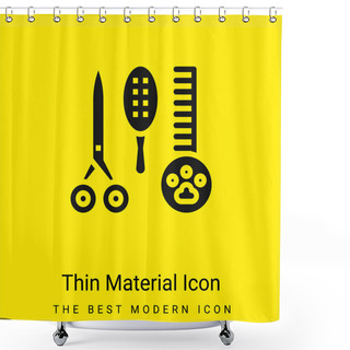 Personality  Beauty Saloon Minimal Bright Yellow Material Icon Shower Curtains