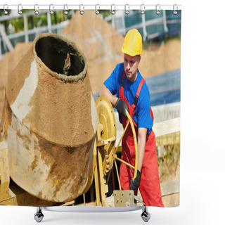 Personality  Builder Worker At Construction Site Shower Curtains