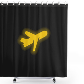 Personality  Airplane Yellow Glowing Neon Icon Shower Curtains