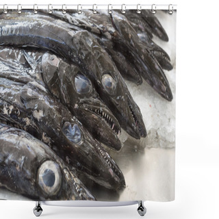 Personality  Black Scabbard Fish On A Market Shower Curtains