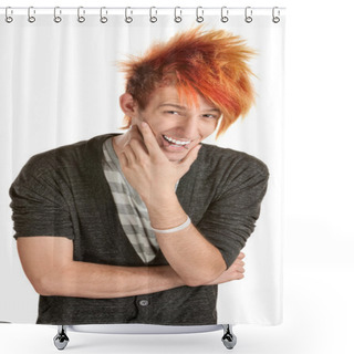 Personality  Man With Spiked Hair Laughing Shower Curtains