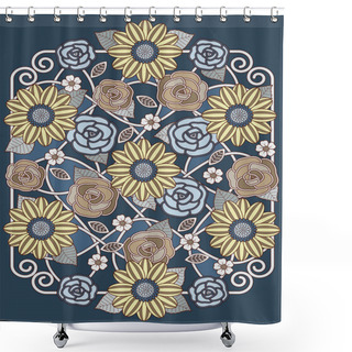 Personality  Lovely Floral Design Coloring Page Shower Curtains