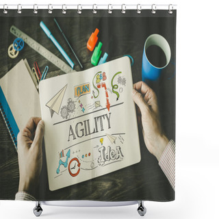 Personality  AGILITY Sketch On Notebook Shower Curtains