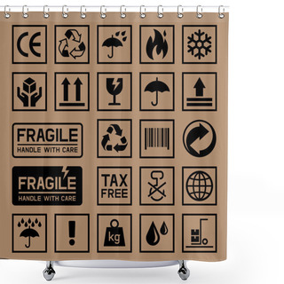 Personality  Carton Cardboard Box Icons. Shower Curtains