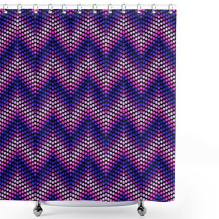 Personality  Disco Zigzag Pattern In Retro Colors Shower Curtains