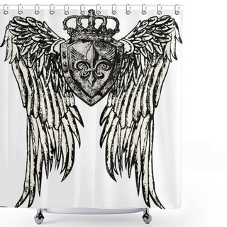Personality  Fleur De Lis Royal Emblem With Wing Shower Curtains