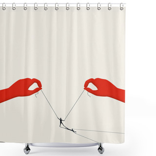 Personality  Business Puppet Vector Concept. Symbol Of Exploitation, Domination, Control. Shower Curtains